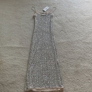 Zara Glittering Silver Sequin Dress